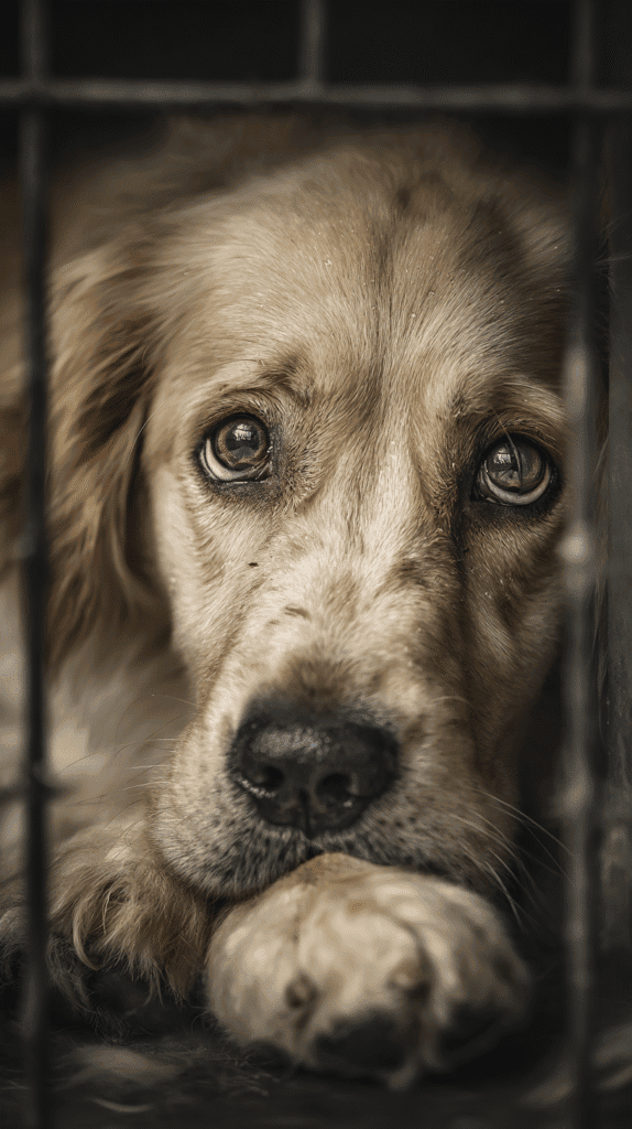 A golden retriever suffering from Separation Anxiety